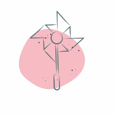 Icon Yel Değirmeni. Lunapark sembolüyle ilgili. Renkli Leke Biçimi. Basit dizayn edilebilir. Basit resimleme