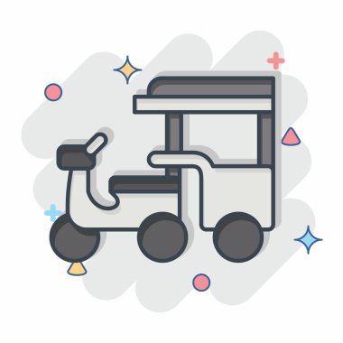 Icon Tuk Tuk. Kamboçya sembolüyle ilgili. Çizgi roman. Basit dizayn edilebilir. Basit resimleme