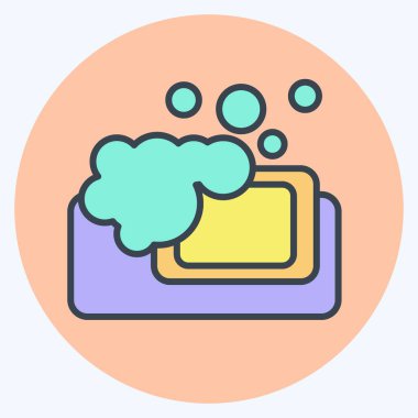 Simge sabunu. Banyo sembolüyle ilgili. renk arkadaşı stili. Basit dizayn edilebilir. Basit resimleme