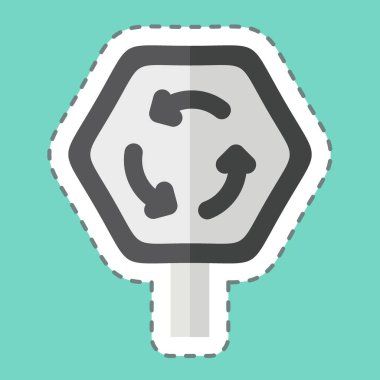 Çıkartma çizgisi Kavşak 'ı kesti. Yol İşareti sembolüyle ilgili. Basit dizayn edilebilir. Basit resimleme