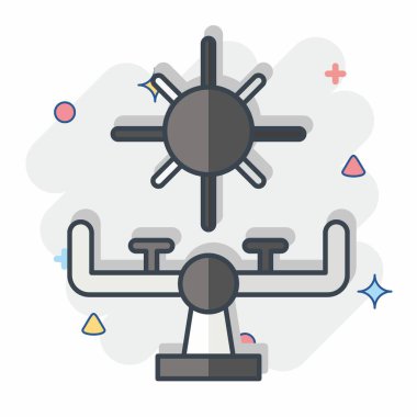 Tahterevalli ikonu. Lunapark sembolüyle ilgili. Çizgi roman. Basit dizayn edilebilir. Basit resimleme