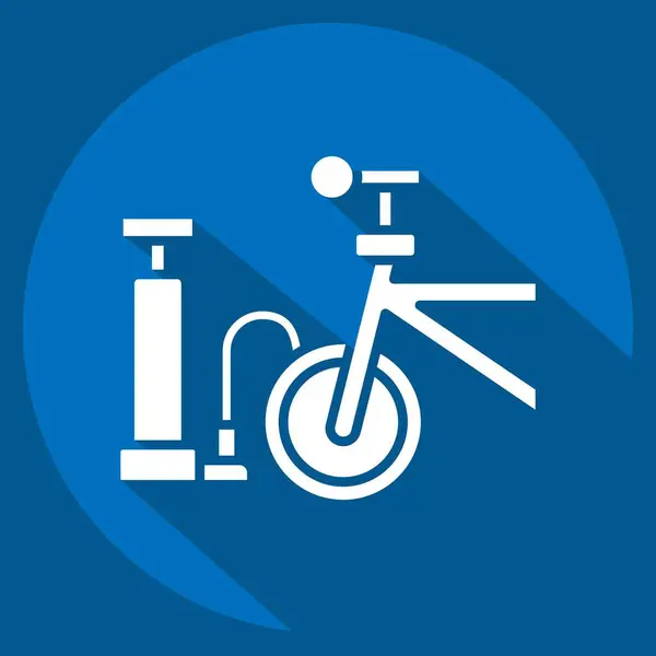Pompe Air Icône Liée Symbole Vélo Long Style Ombre Conception — Image vectorielle