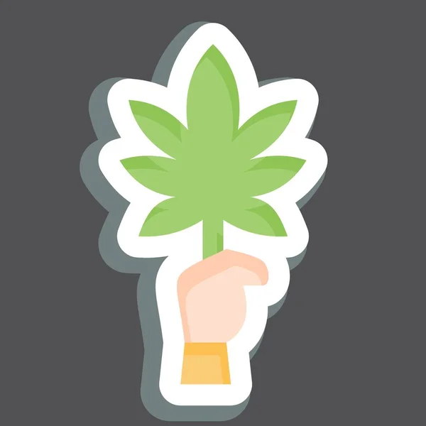 Pegatina Cannabis Relacionado Con Símbolo Del Cannabis Diseño Simple Editable — Archivo Imágenes Vectoriales