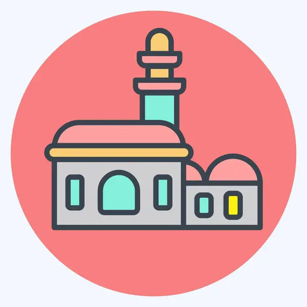 Moschea Delle Icone Legati Simbolo Dell Arabia Saudita Stile Compagno — Vettoriale Stock
