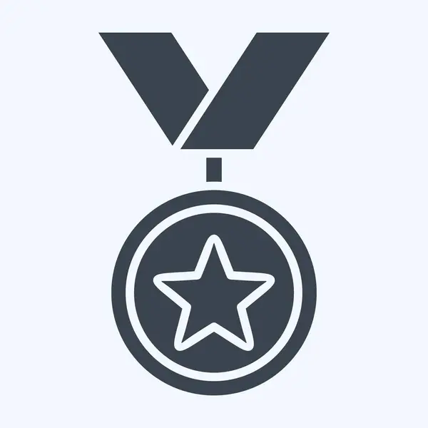 Ikonová Medaile Související Symbolem Ceny Styl Glyfu Jednoduchý Design Upravitelný — Stockový vektor