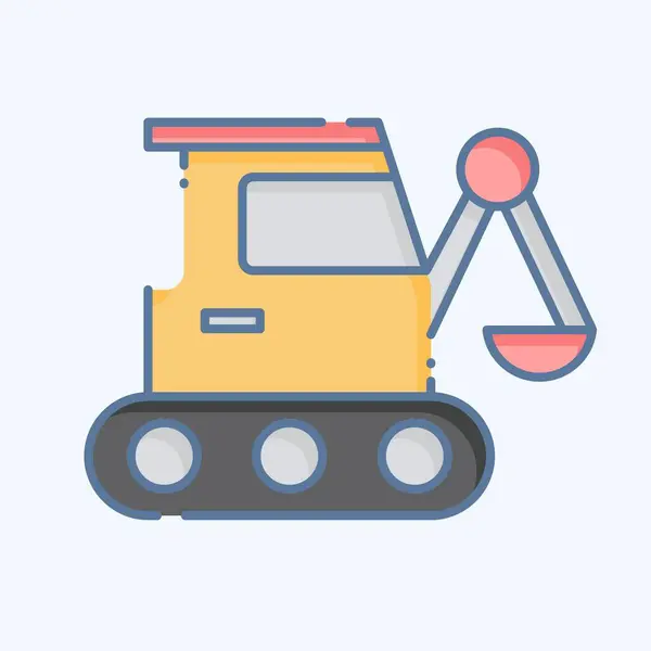 Ikone Bagger Zusammenhang Mit Dem Baustoffsymbol Doodle Stil Einfaches Design — Stockvektor