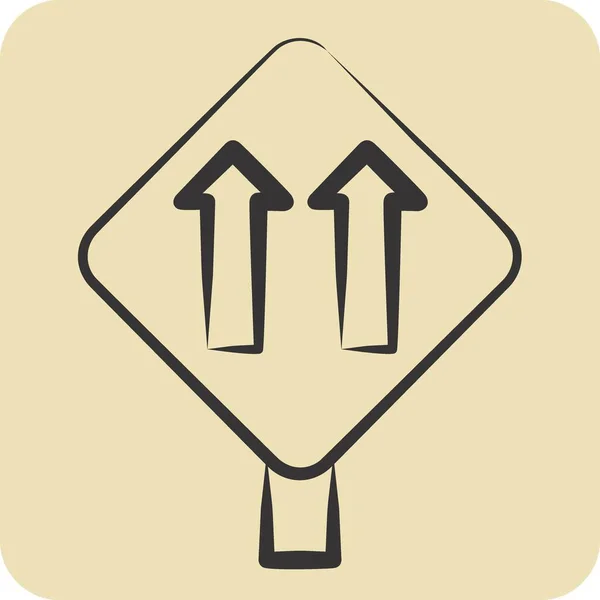 Icône One Way Traffic Lié Symbole Signalisation Routière Style Dessiné — Image vectorielle