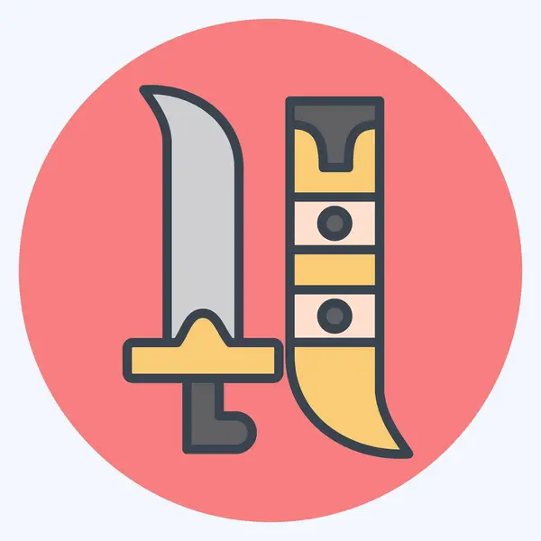 Des Épées Icône Lié Symbole Arabie Saoudite Couleur Mate Style — Image vectorielle