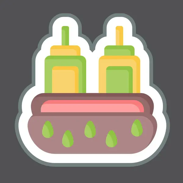 Sticker Hot Dog Related Baseball Symbol Simple Design Editable Simple — Stock Vector