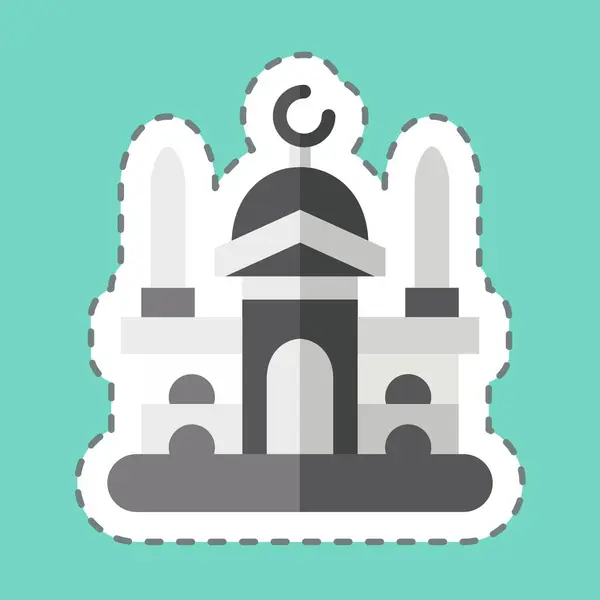 Sticker Line Cut Damascus Related Capital Symbol Simple Design Editable — Stock Vector