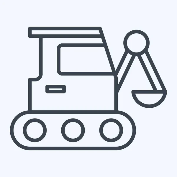 Ikone Bagger Zusammenhang Mit Dem Baustoffsymbol Linienstil Einfaches Design Editierbar — Stockvektor