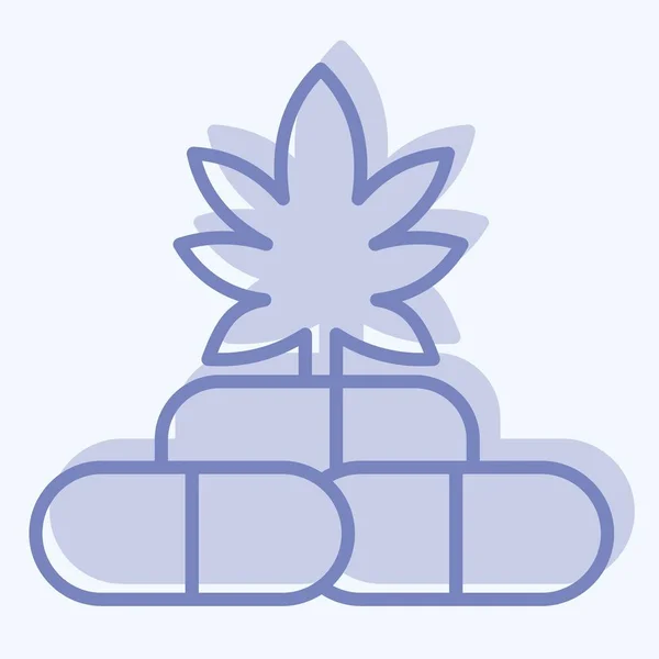 Icône Capsules Cbd Lié Symbole Cannabis Style Deux Tons Conception — Image vectorielle