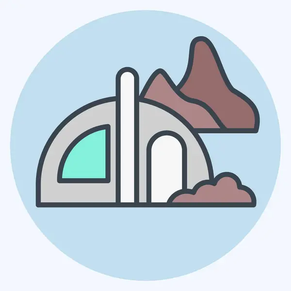 Icône Camping Lié Symbole Alaska Couleur Mate Style Conception Simple — Image vectorielle