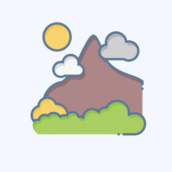 Icon Mountain Související Symbolem Aljašky Stylu Čmáranice Jednoduchý Design Upravitelný — Stockový vektor