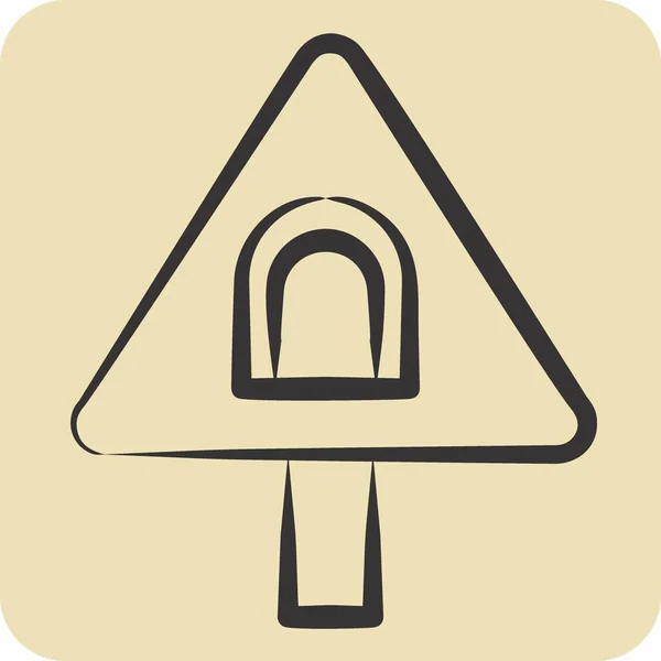 Ikoontunnelweg Gerelateerd Aan Het Verkeersbord Symbool Handgetekende Stijl Eenvoudig Ontwerp — Stockvector