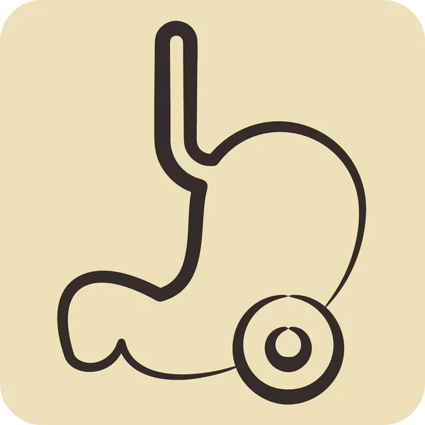 Ікона Стомач Пов Язаний Символом Тіла Аша Стиль Намальований Вручну — стоковий вектор