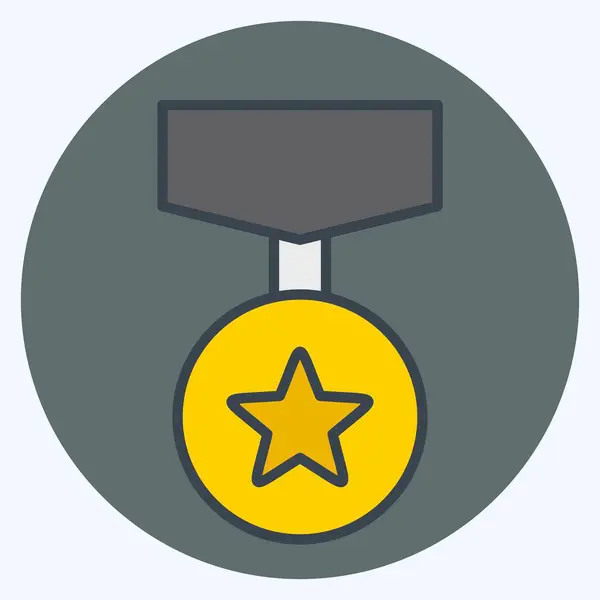 Icon Badge Zusammenhang Mit Award Symbol Farbe Mate Stil Einfaches — Stockvektor