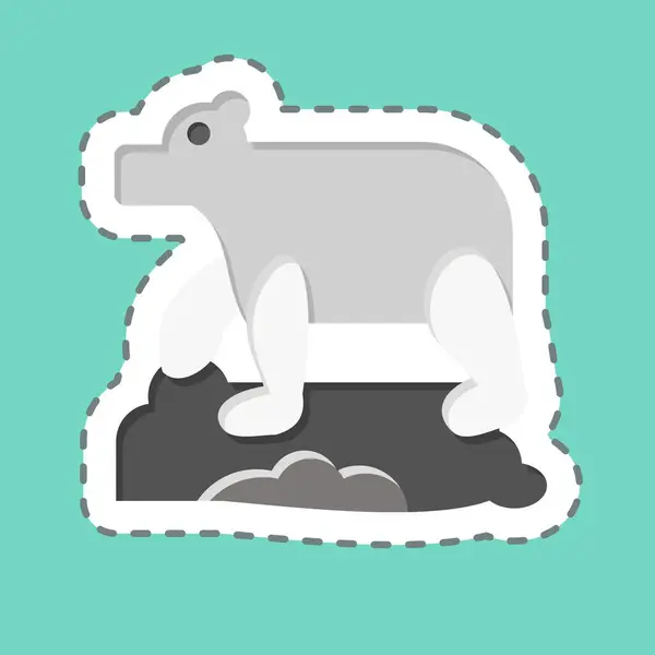 Sticker Line Cut Polar Bear Related Alaska Symbol Simple Design — Stock Vector