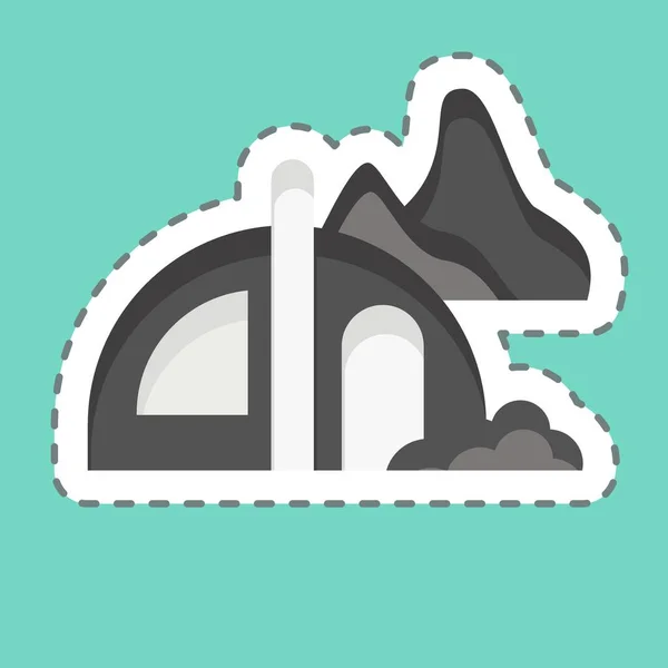 Sticker Line Cut Camping Související Symbolem Aljašky Jednoduchý Design Upravitelný — Stockový vektor