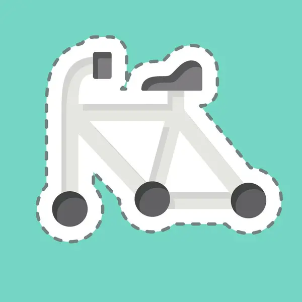 Etiqueta Engomada Línea Corte Marco Relacionado Con Símbolo Bicicleta Diseño — Archivo Imágenes Vectoriales