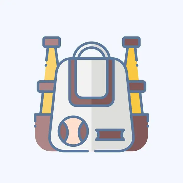Ikone Baseballtasche Mit Baseball Symbol Verwandt Doodle Stil Einfaches Design — Stockvektor