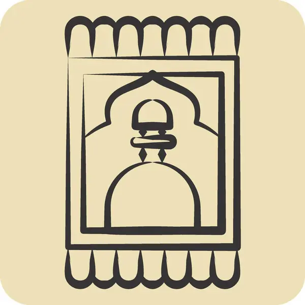 Gebetsteppich Für Ikonen Mit Dem Symbol Saudi Arabiens Verwandt Handgezeichneten — Stockvektor
