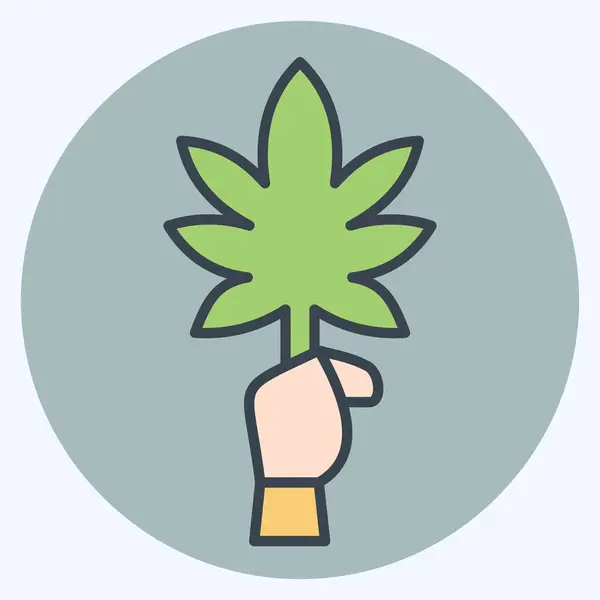 Icon Cannabis Související Symbolem Konopí Styl Barevného Partnera Jednoduchý Design — Stockový vektor