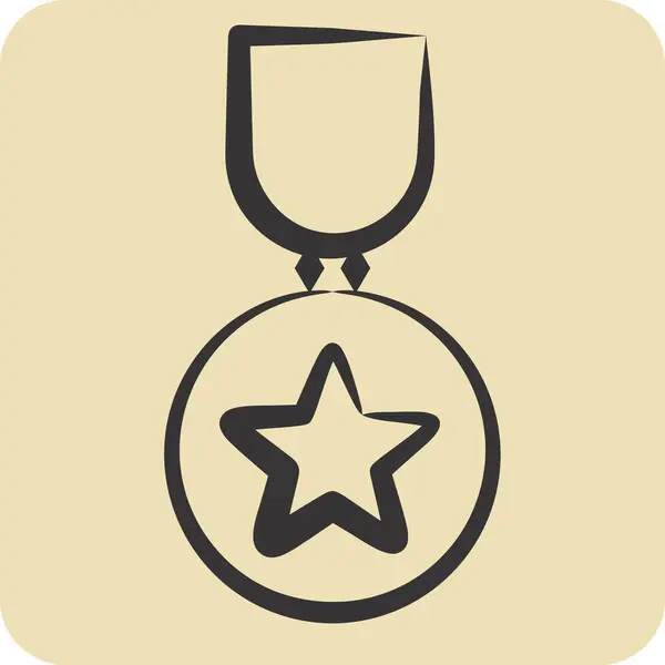 Icoon Badge Gerelateerd Aan Award Symbool Handgetekende Stijl Eenvoudig Ontwerp — Stockvector