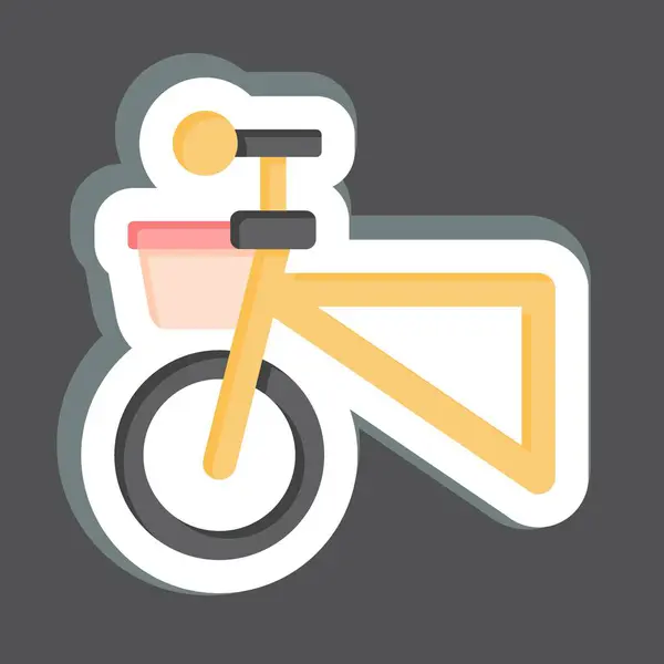 自転車シンボルに関連するステッカーバスケット 編集可能なシンプルなデザイン シンプルなイラスト — ストックベクタ