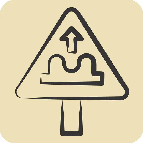 Icône Route Inégale Lié Symbole Signalisation Routière Style Dessiné Main — Image vectorielle