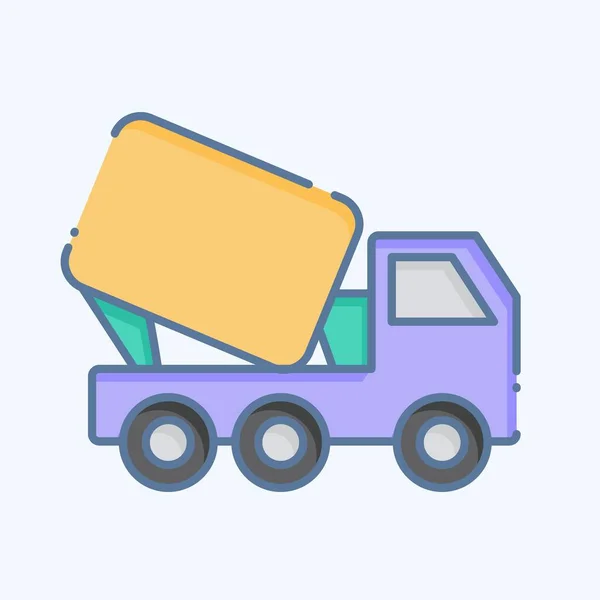 Icon Truck Mixer Související Symbolem Stavebního Materiálu Stylu Čmáranice Jednoduchý — Stockový vektor