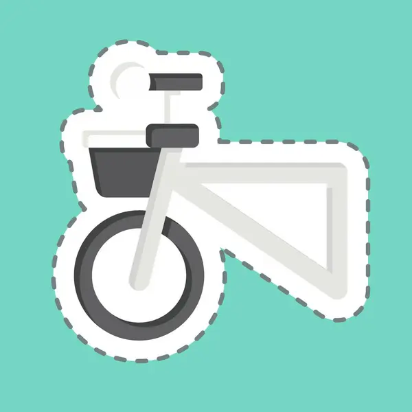 Etiqueta Engomada Línea Corte Cesta Relacionada Con Símbolo Bicicleta Diseño — Archivo Imágenes Vectoriales