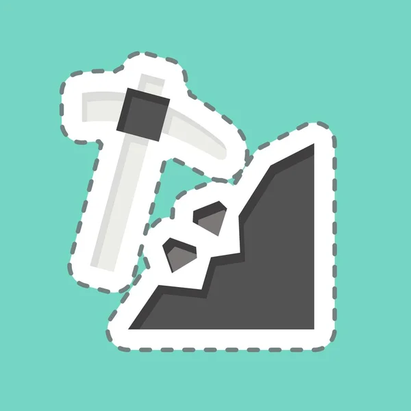 Sticker Line Cut Mining Related Mining Symbol Simple Design Editable — Stock Vector