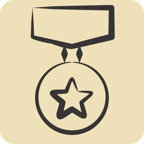 Badge Icône Lié Symbole Award Style Dessiné Main Conception Simple — Image vectorielle