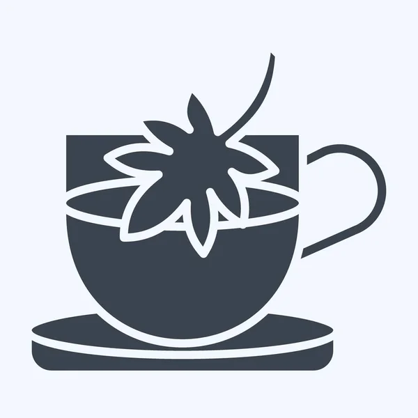 Icône Cannabis Tea Lié Symbole Cannabis Style Glyphe Conception Simple — Image vectorielle