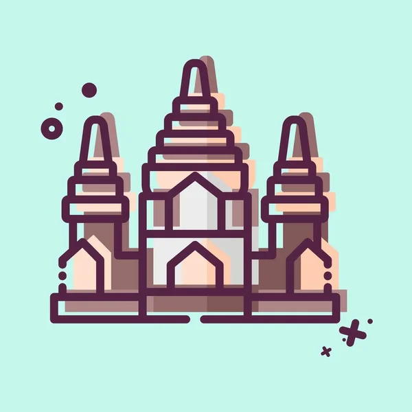 Icon Angkor Wat Související Symbolem Kambodže Mbe Styl Jednoduchý Design — Stockový vektor
