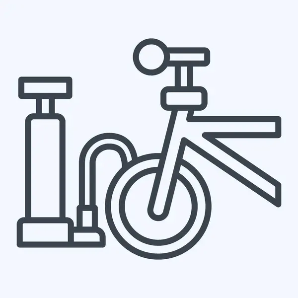 Icona Pompa Pneumatica Relativa Simbolo Della Bicicletta Stile Linea Design — Vettoriale Stock