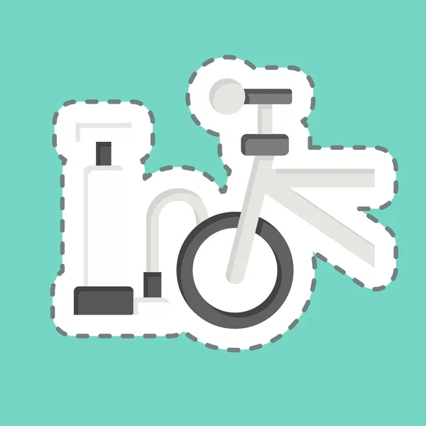Etiqueta Engomada Línea Corte Bomba Aire Relacionada Con Símbolo Bicicleta — Archivo Imágenes Vectoriales