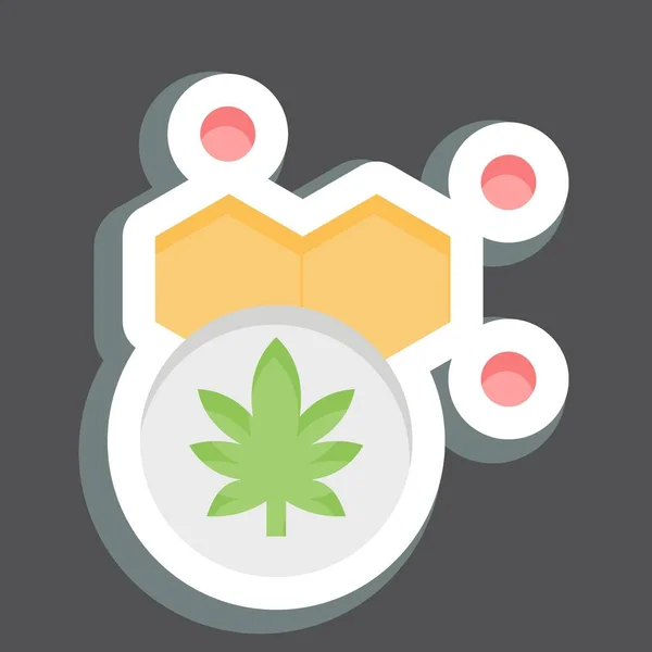 Klistermärke Cannabol Innehåll Relaterade Till Cannabis Symbolen Enkel Design Redigerbar — Stock vektor