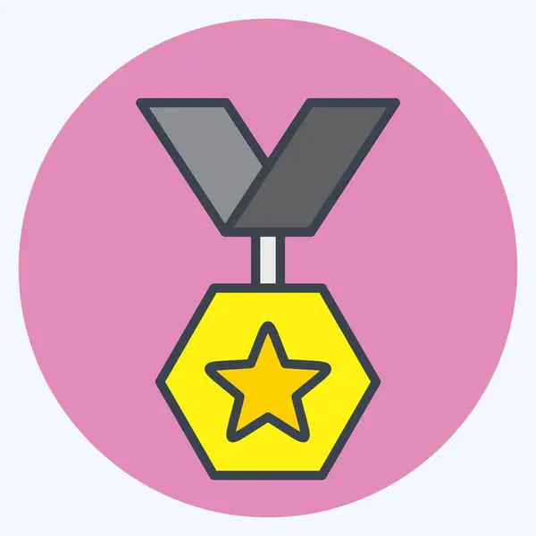 Icoon Badge Gerelateerd Aan Award Symbool Kleurmaat Stijl Eenvoudig Ontwerp — Stockvector