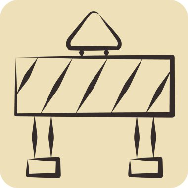 Simge Trafik Engeli. Madencilik sembolüyle ilgili. El çizimi tarzı. Basit dizayn edilebilir. Basit resimleme