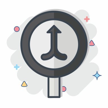 Simge Birleşmesi. Yol İşareti sembolüyle ilgili. Çizgi roman. Basit dizayn edilebilir. Basit resimleme