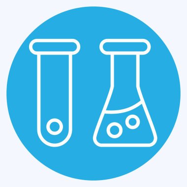 Simge Test Tüpü. Biyokimya sembolüyle ilgili. Mavi gözlü. Basit dizayn edilebilir. Basit resimleme