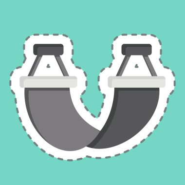 Çıkartma çizgisi Hamak 'ı kesti. Kamp sembolüyle ilgili. Basit dizayn edilebilir. Basit resimleme