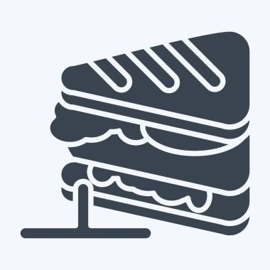 İkonlu sandviç. Kahvaltı sembolüyle ilgili. Kabartma tarzı. Basit dizayn edilebilir. Basit resimleme