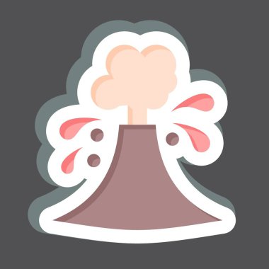 Çıkartmalı Volkanik Patlamalar. İklim Değişikliği sembolüyle ilgili. Basit dizayn edilebilir. Basit resimleme