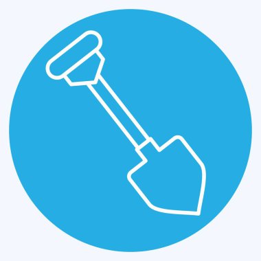 Simge Kürek. Madencilik sembolüyle ilgili. Mavi gözlü. Basit dizayn edilebilir. Basit resimleme