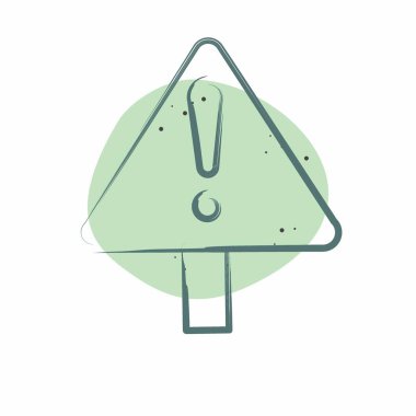 Simge Yolu Çalışması. Yol İşareti sembolüyle ilgili. Renkli Leke Biçimi. Basit dizayn edilebilir. Basit resimleme