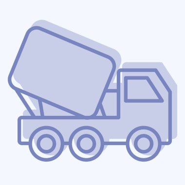 Simge Kamyonu Karıştırıcısı. Bina materyali sembolüyle ilgili. İki ton stili. Basit dizayn edilebilir. Basit resimleme