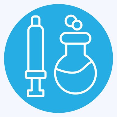 Simgesel Kimyasal Şırıngalar. Biyokimya sembolüyle ilgili. Mavi gözlü. Basit dizayn edilebilir. Basit resimleme